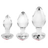 Adam & Eve Lot de 3 Plugs Bijou en verre Heart Gem Rouge